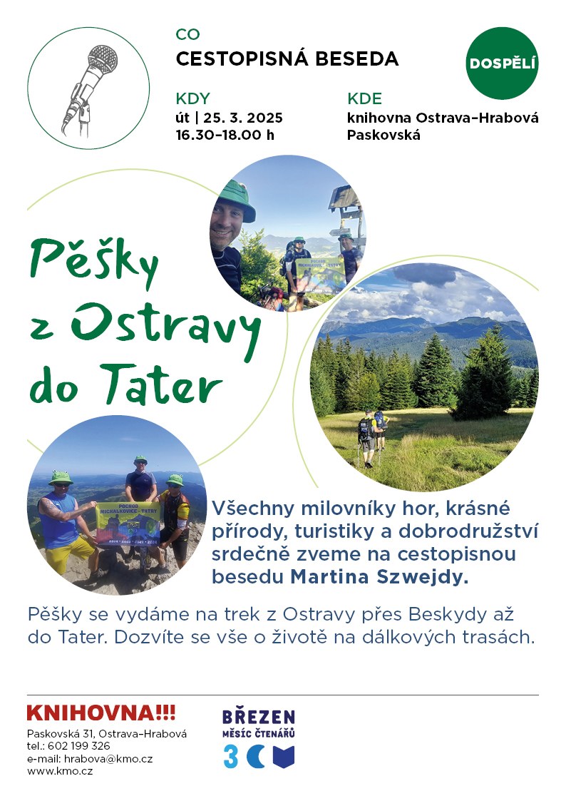 CESTOPISNÁ BESEDA: PĚŠKY Z OSTRAVY DO TATER 