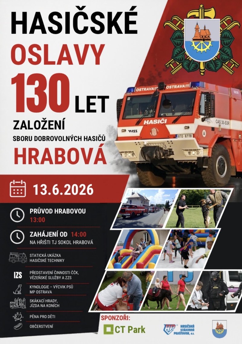 HASIČSKÉ OSLAVY 130 LET ZALOŽENÍ SDH HRABOVÁ 