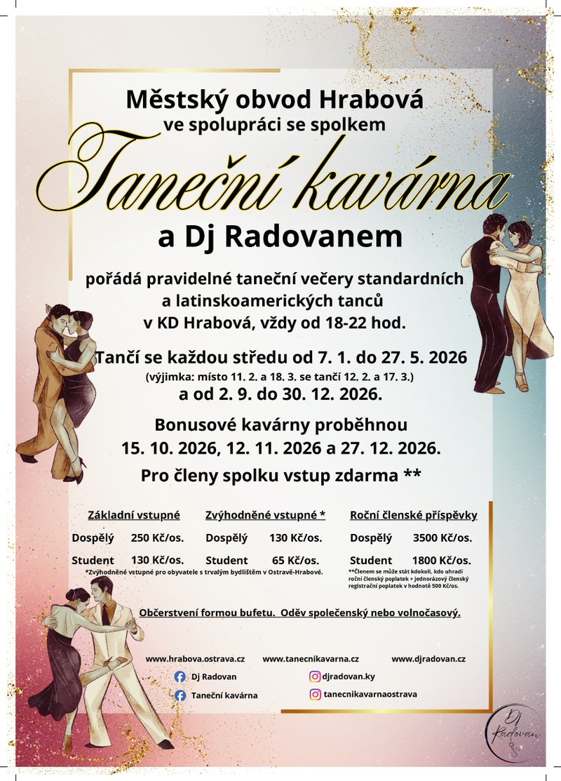 I V LETOŠNÍM ROCE SE MŮŽETE TĚŠIT NA OBLÍBENÉ TANEČNÍ KAVÁRNY 