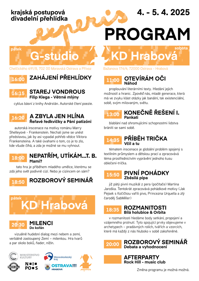 JE TO TADY! PŘEDSTAVUJEME PROGRAM DIVADELNÍ PŘEHLÍDKY V KULTURNÍM DOMĚ