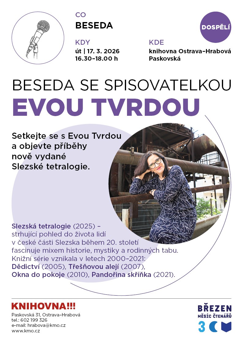 KNIHOVNA: BESEDA SE SPISOVATELKOU EVOU TVRDOU 