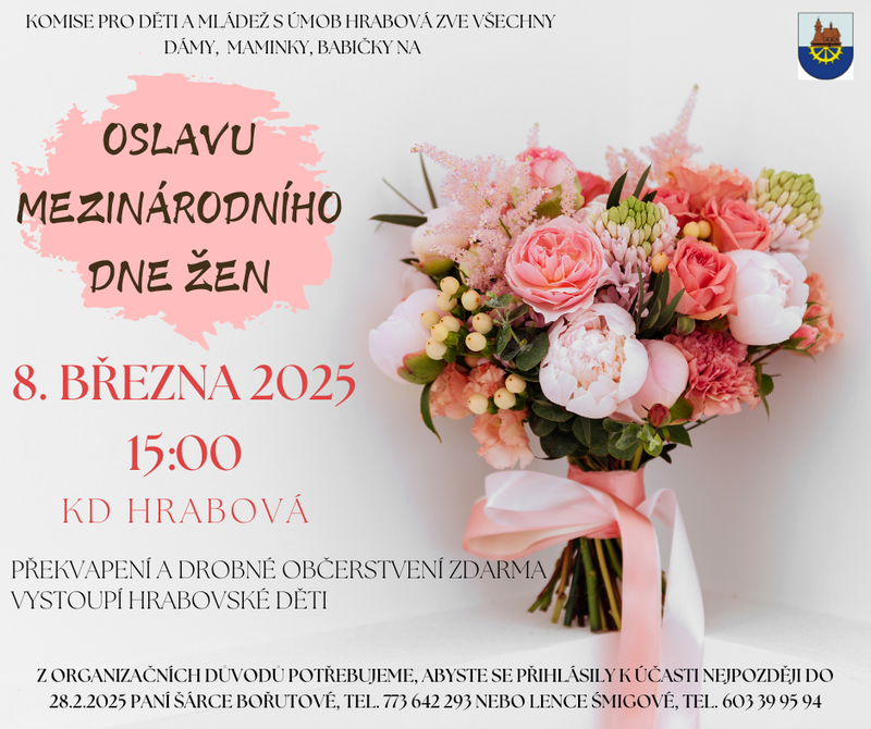 KOMISE PRO DĚTI A MLÁDEŽ S VÁMI OSLAVÍ MEZINÁRODNÍ DEN ŽEN 