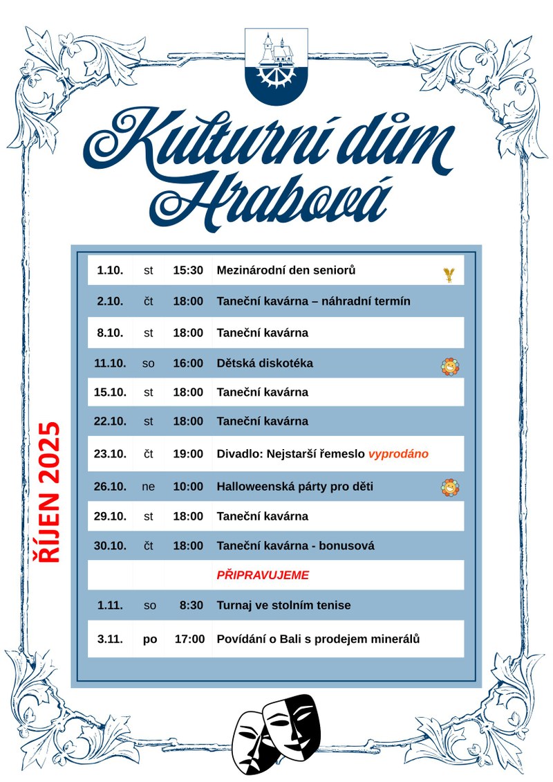 PROGRAM KULTURNÍHO DOMU NA ŘÍJEN 2025
