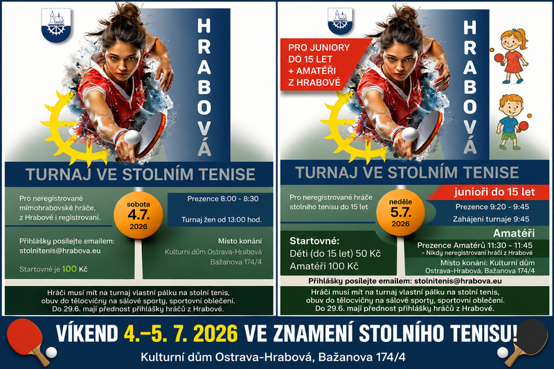 PRVNÍ PRÁZDNINOVÝ VÍKEND BUDE V HRABOVÉ PATŘIT STOLNÍMU TENISU