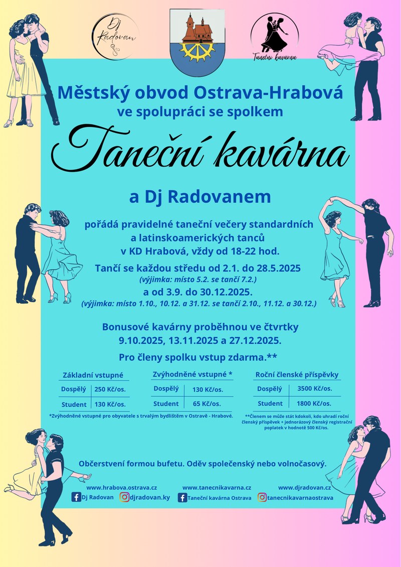 TERMÍNY TANEČNÍCH KAVÁREN V ROCE 2025