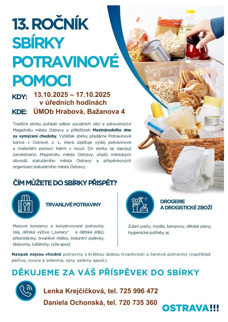 ZAPOJTE SE SPOLEČNĚ S NÁMI DO POTRAVINOVÉ SBÍRKY 