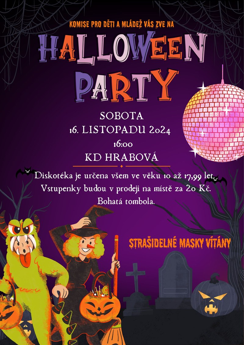 ZVEME NA HALLOWEEN PARTY DO KULTURNÍHO DOMU 