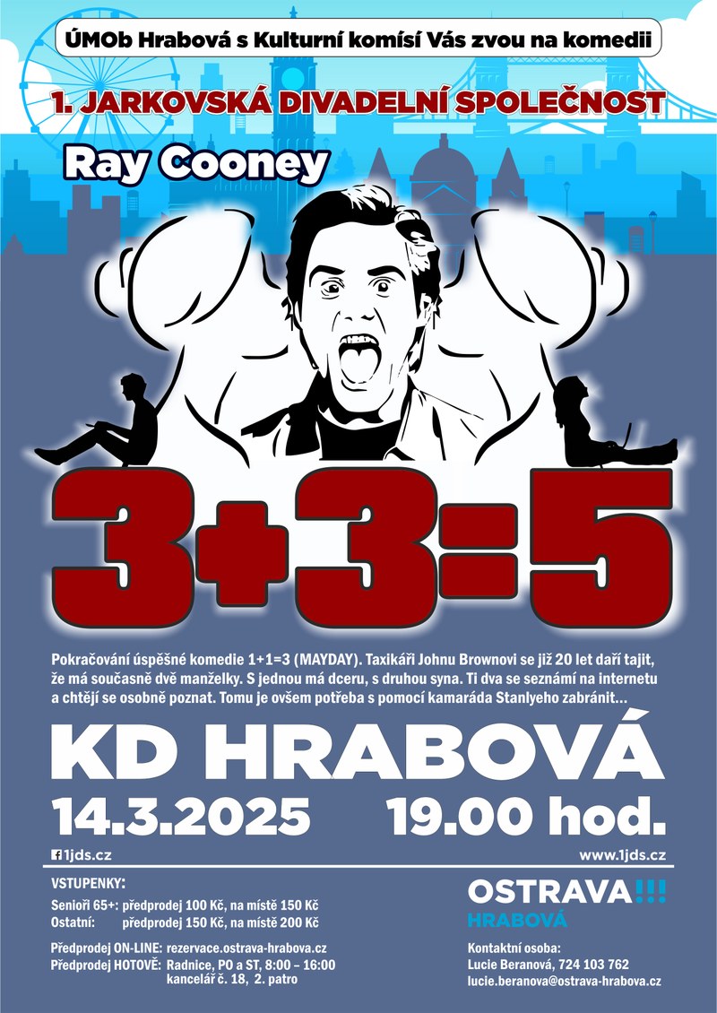 Zveme vás na divadelní představení proskovického divadla: 3 + 3 = 5