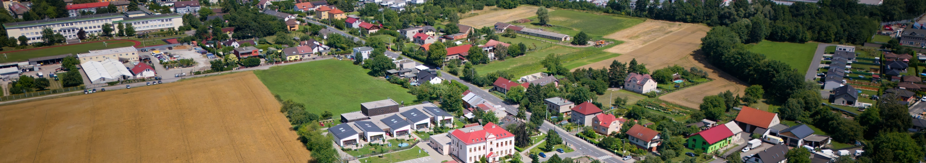 pohled z ptačí perspektivy na obec Hrabová